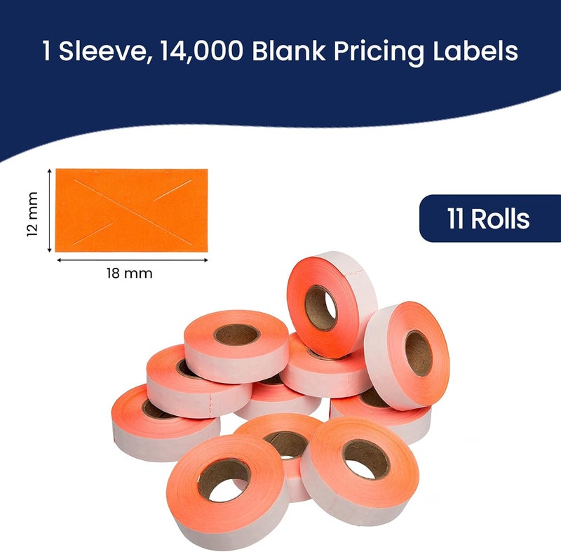 Perco 1812 Fluorescent Red Pricing Labels for Garvey 18-6 One Line Price Gun – 11 Rolls – 14,000 Price Marking Labels - Image 3
