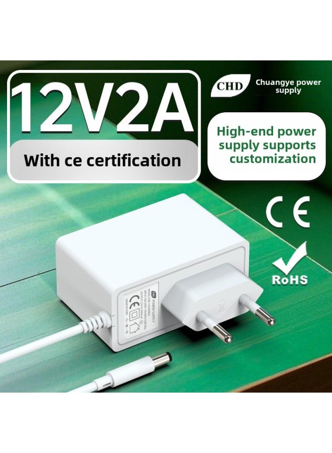 12V2a Power Adapter ROHS Ce Certification German European Gauge 24V1a Desk Lamp Wall Plug Switch Adapter-Color:White-Specifications:12v2a Adapter - Image 2
