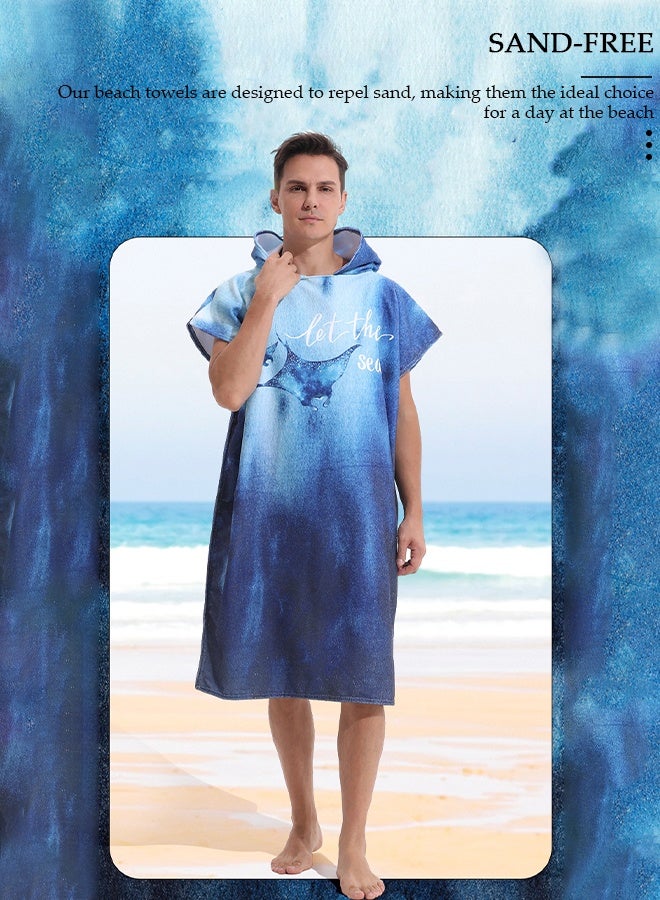 DUNISO رداء حمام بغطاء رأس للكبار، بونشو من الألياف الدقيقة بغطاء رأس، بونشو سريع الجفاف لركوب الأمواج، بونشو خفيف الوزن للسباحة للرجال والنساء منشفة شاطئ بغطاء رأس للرياضات المائية في الهواء الطلق - Image 4