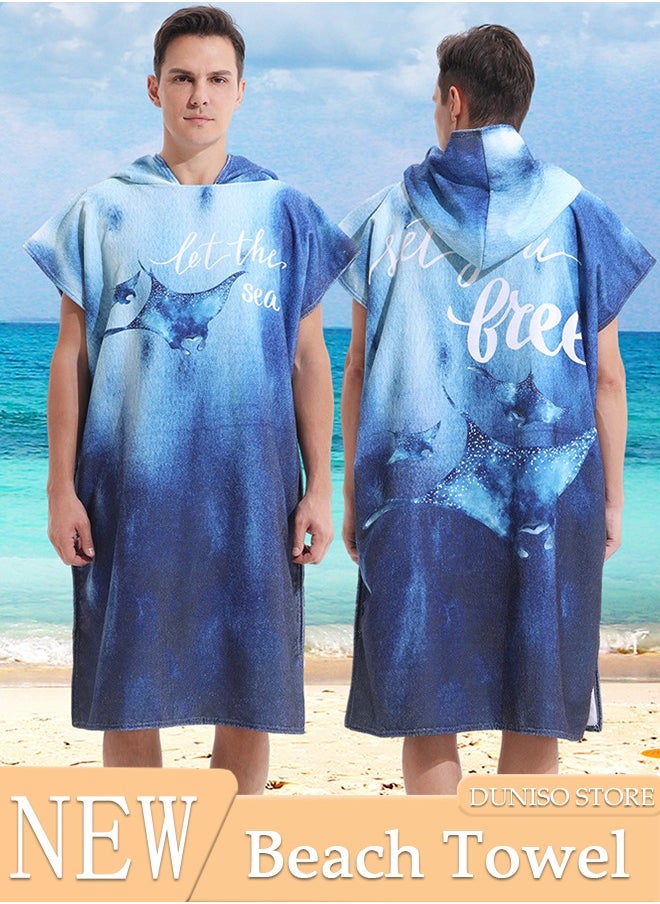 DUNISO Hooded Bathrobe for Adults, Microfiber Towel Poncho with Hood, Quick Dry Surf Poncho, Lightweight Pool Poncho Men Women Hooded Beach Towel for Water Sports Outdoor  - Image 1