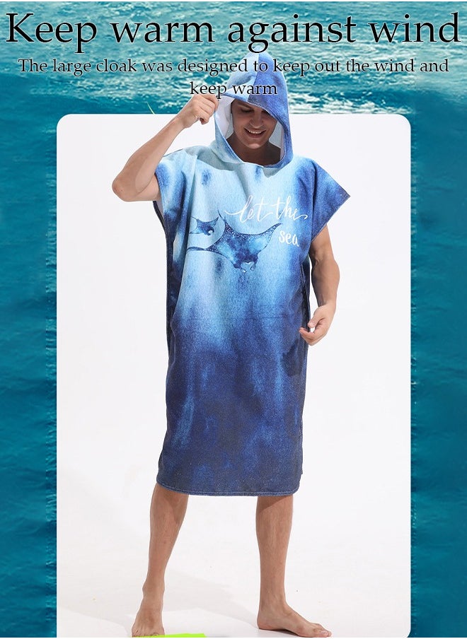 DUNISO Hooded Bathrobe for Adults, Microfiber Towel Poncho with Hood, Quick Dry Surf Poncho, Lightweight Pool Poncho Men Women Hooded Beach Towel for Water Sports Outdoor  - Image 5
