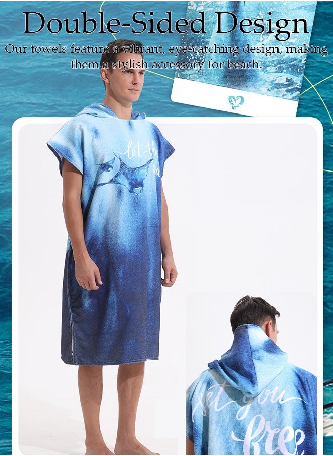DUNISO - Hooded Bathrobe for Adults, Microfiber Towel Poncho with Hood, Quick Dry Surf Poncho, Lightweight Pool Poncho Men Women Hooded Beach Towel for Water Sports Outdoor - Image 1
