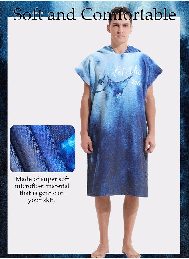DUNISO - Hooded Bathrobe for Adults, Microfiber Towel Poncho with Hood, Quick Dry Surf Poncho, Lightweight Pool Poncho Men Women Hooded Beach Towel for Water Sports Outdoor - Image 1
