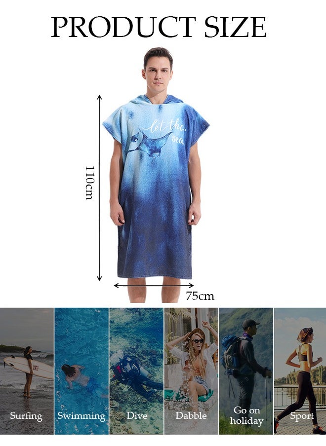 DUNISO Hooded Bathrobe for Adults, Microfiber Towel Poncho with Hood, Quick Dry Surf Poncho, Lightweight Pool Poncho Men Women Hooded Beach Towel for Water Sports Outdoor  - Image 4