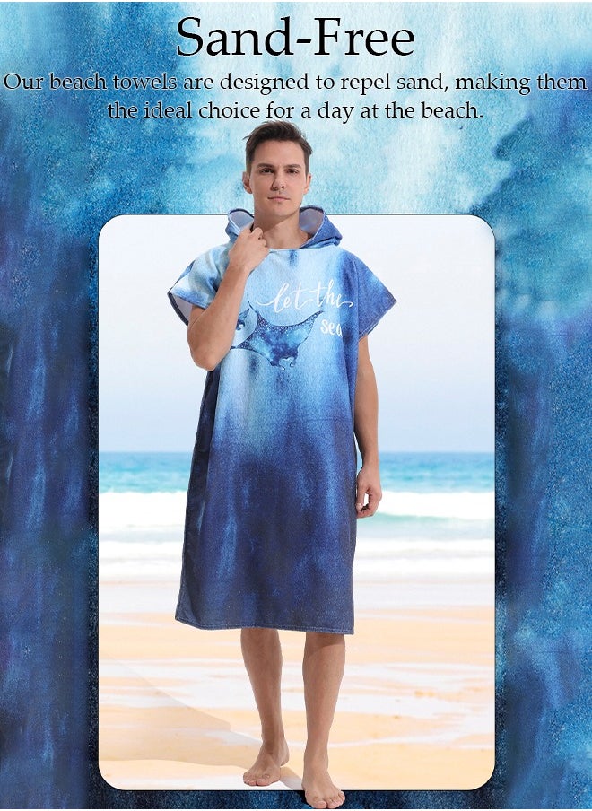 DUNISO Hooded Bathrobe for Adults, Microfiber Towel Poncho with Hood, Quick Dry Surf Poncho, Lightweight Pool Poncho Men Women Hooded Beach Towel for Water Sports Outdoor  - Image 3