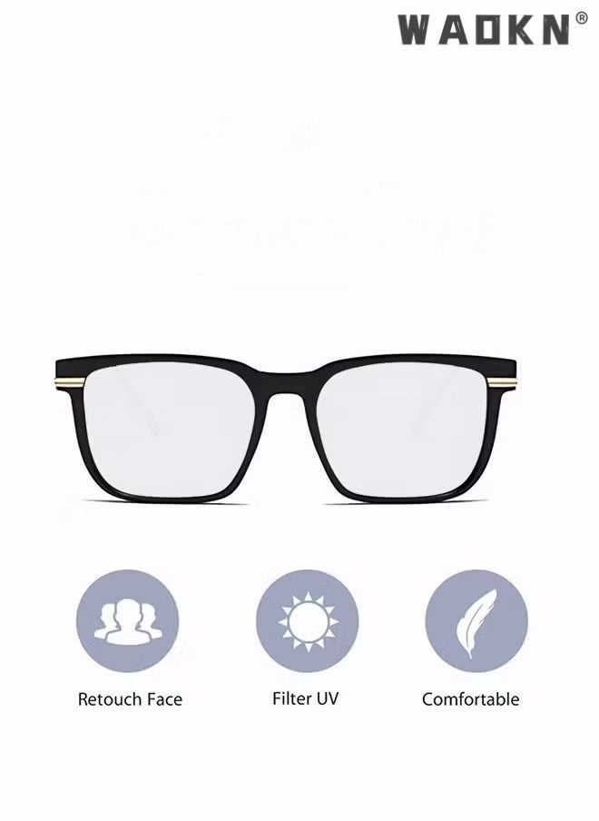 WAOKN - Blue Light Blocking Glasses Computer Reading Gaming TV Phones Eyeglasses Fashion Anti Eyestrain UV Eyewear for Women Men,Transparent Lenses Eyeglass Suitable for Computer & Gaming - Image 1