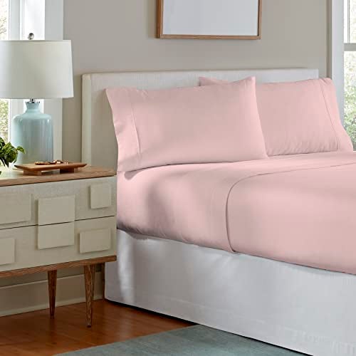 Pointehaven Flannel Deep Pocket Set with Oversized Flat Sheet, California King, Rose Quartz - Image 2