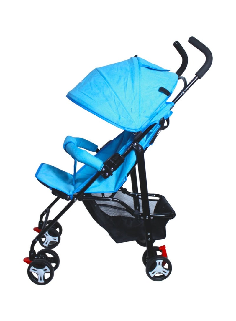 صندوق العاب عربة اطفال قابلة للطي للجلوس والنوم باللون الازرق - Image 3