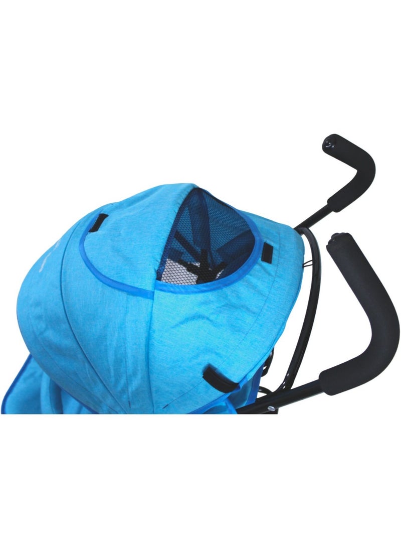 صندوق العاب عربة اطفال قابلة للطي للجلوس والنوم باللون الازرق - Image 5