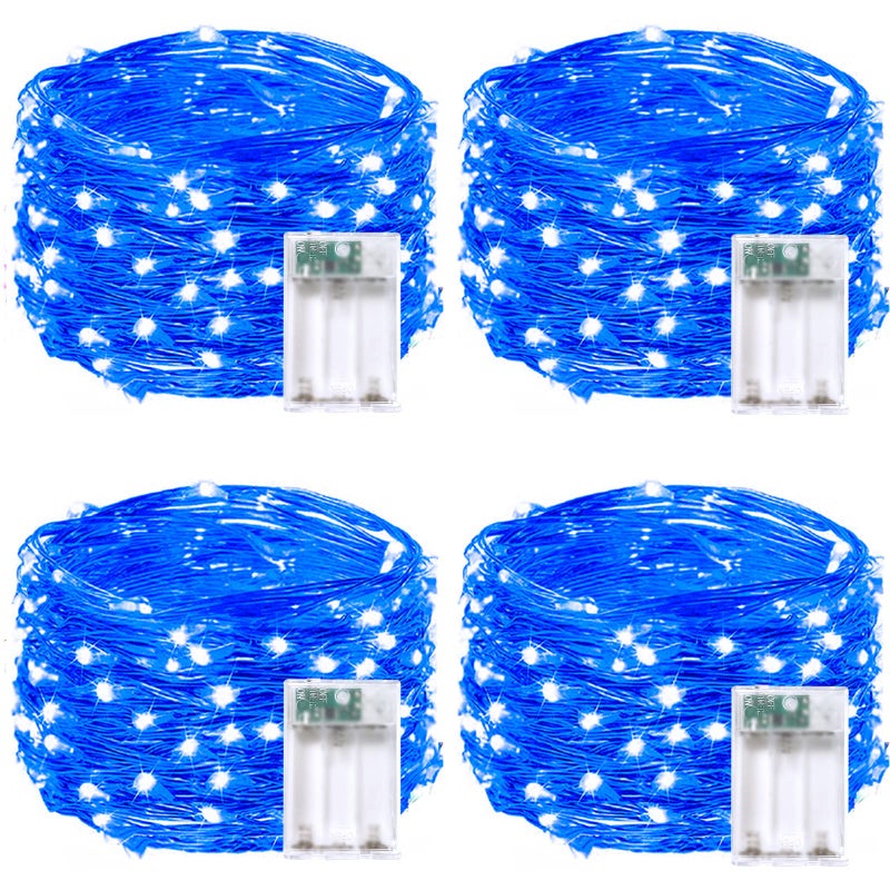 BOSSERN 4 Pack 60 LED Fairy Lights Battery Operated with Timer 20FT Waterproof String Lights Indoor Outdoor Cuttable Battery Light for Home Bedroom Wedding DIY Centerpiece Christmas Decorations Blue - Image 2