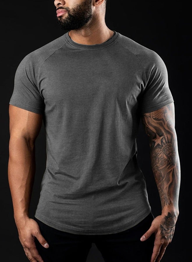 Men's  Quick-Drying Sports Short Sleeves - Breathable Loose Running Fitness Tops Casual Training Suit Quick-Drying T-Shirts - Gray  - Image 1