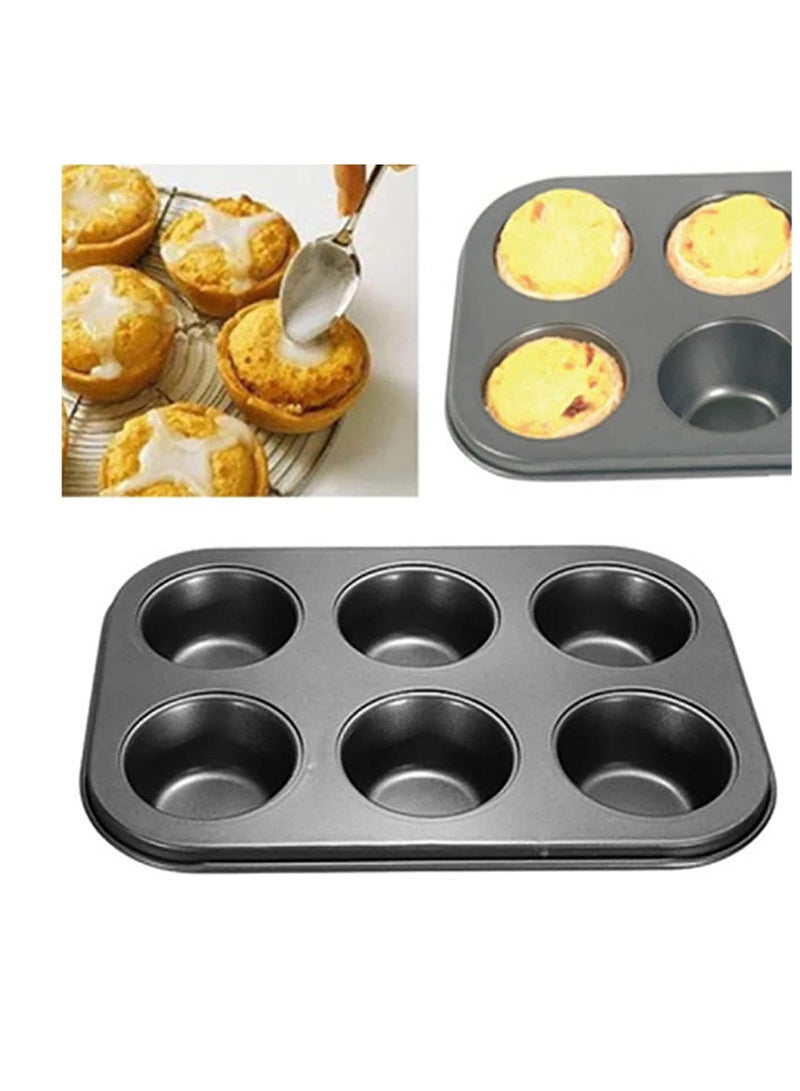 Bakers Paradise Teflon 6 Cavity Non-Stick Muffin Cupcake Tray Black - Image 1
