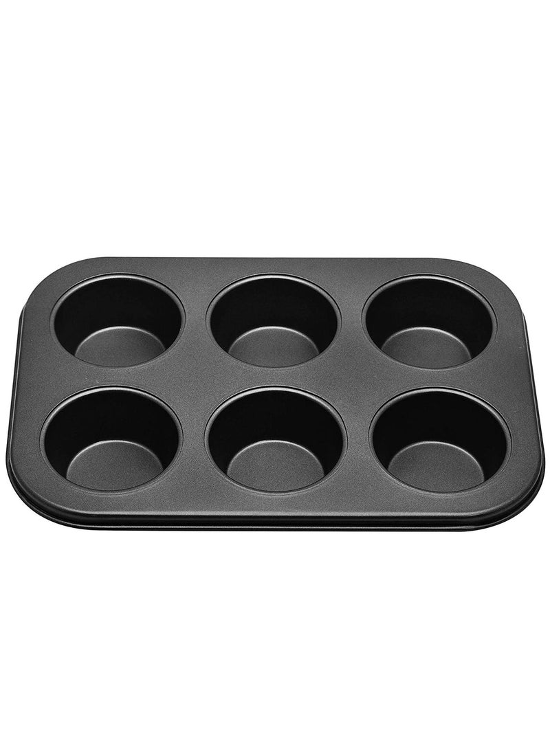 Bakers Paradise Teflon 6 Cavity Non-Stick Muffin Cupcake Tray Black - Image 2