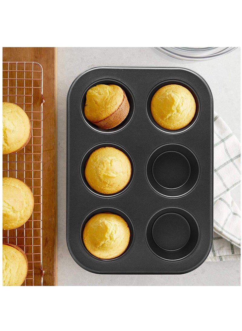 Bakers Paradise Teflon 6 Cavity Non-Stick Muffin Cupcake Tray Black - Image 5