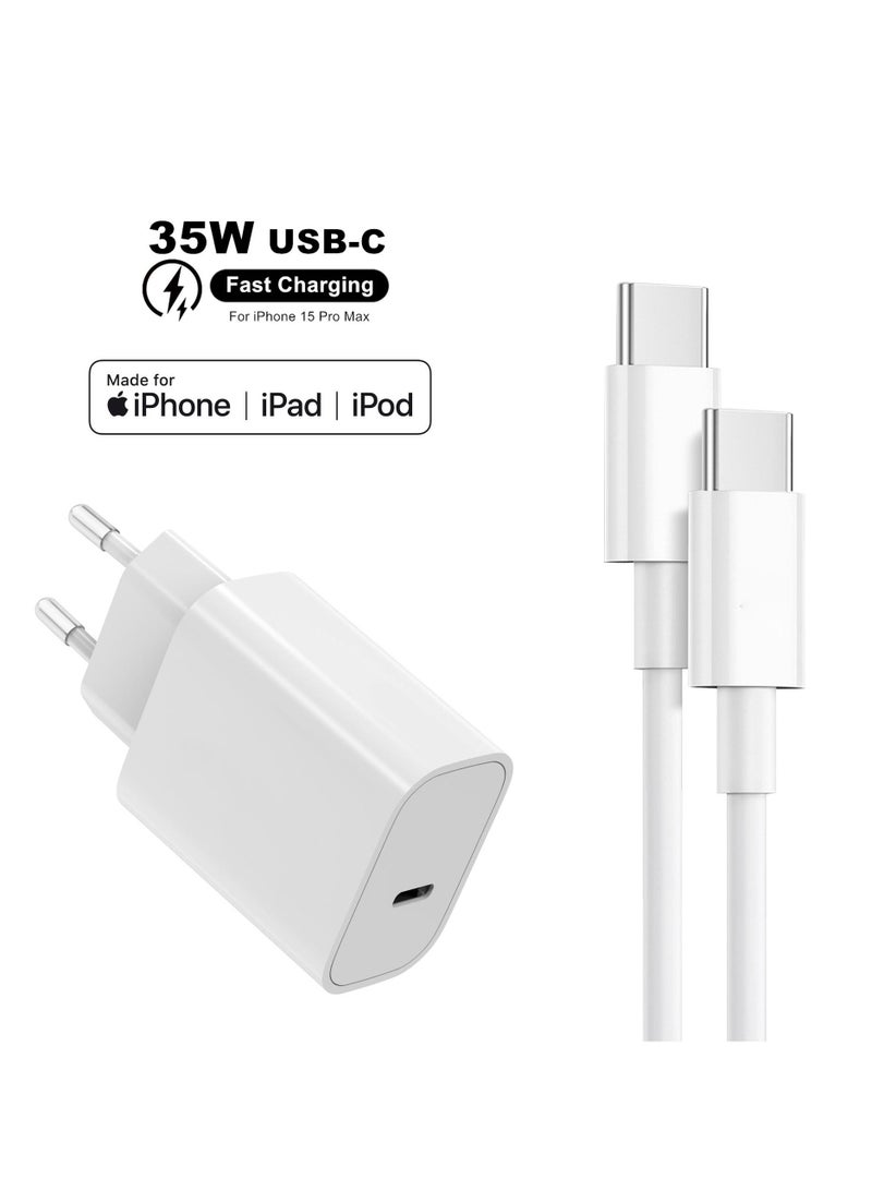 35W Adapter Charger With USB-C To USB-C Cable For Apple IPhone Devices  - Image 1