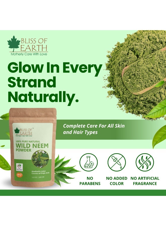 Bliss of Earth Wild Neem Leaves Powder, Natural Skin & Hair Care, Ayurvedic & Herbal Powder, 100g - Image 4