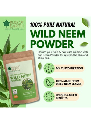 Bliss of Earth Wild Neem Leaves Powder, Natural Skin & Hair Care, Ayurvedic & Herbal Powder, 100g - view 2