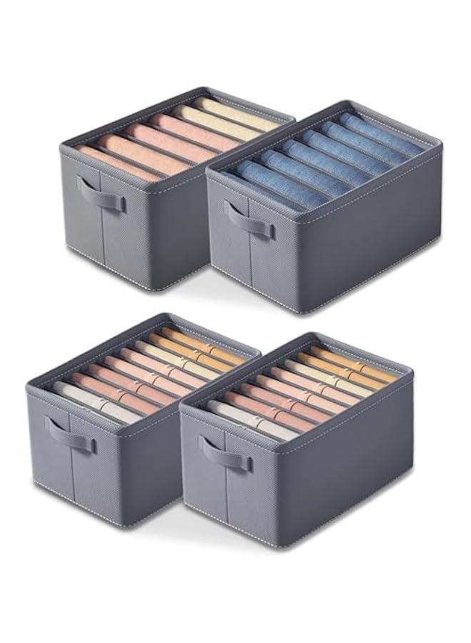 RYNX Wardrobe Clothes Organizer 4 Foldable Fabric Drawer Storage Box For Clothes Clothes With Handles And Closet Storage Used For Storage Of Jeans、 Dresses 、Sweaters、And TShirts - Image 1