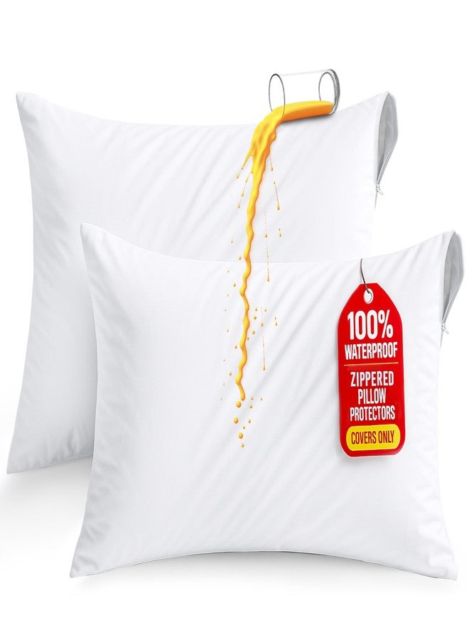 Utopia Bedding Set of 2 Pillow Protectors with Zipper Standard Size, Bed Bug and Dust Mite Proof Pillow Covers, Ultra Soft Pillow Encasements, Moisture Wicking and Waterproof Pillow Cases by Utopia Bedding (White) - Image 1