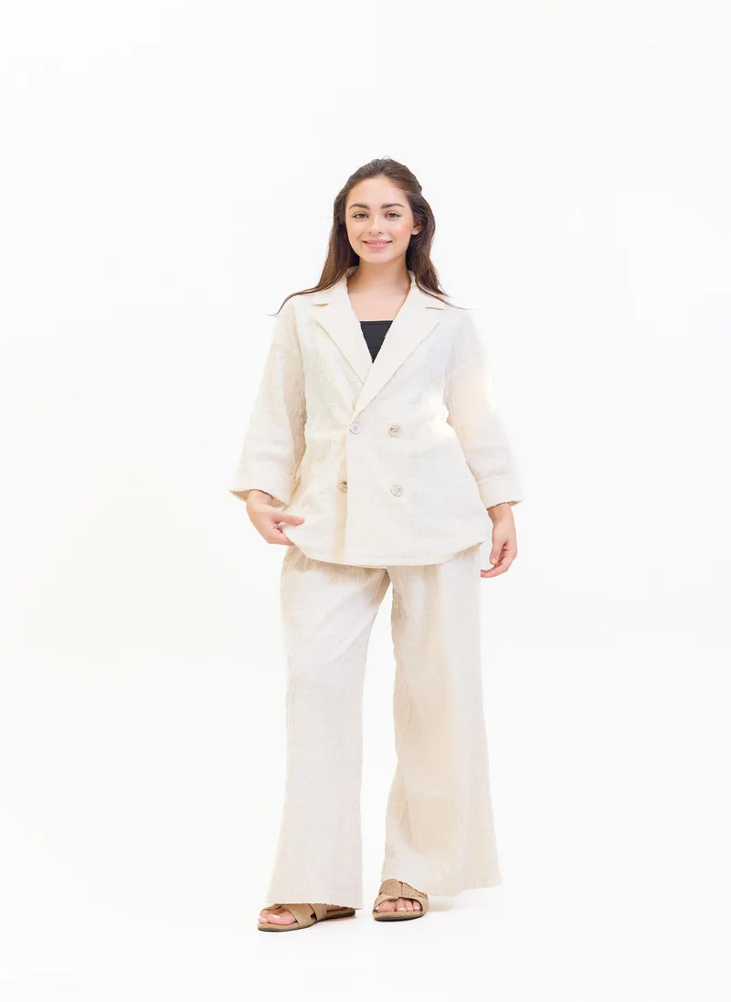 هاسال Muslin Cheesecloth Double Breasted Suit