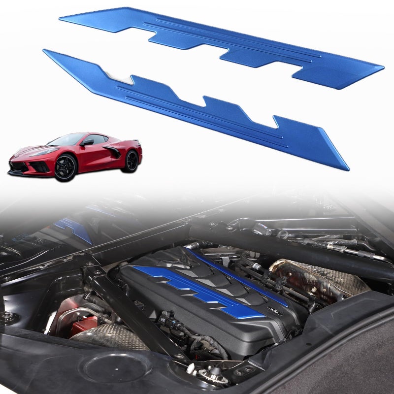 Engine Bay Panel Cover Trim 2PCS Compatible with Corvette C8 Stingray 20202025 Engine Cover Left Right Protective High Temperature Resistance Cover Trim Accessories Blue