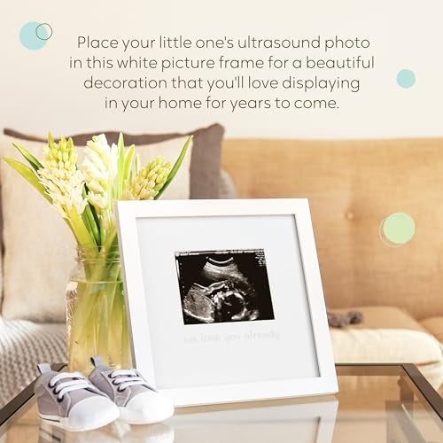 tiny ideas We Love You Already Sonogram Sentiment Frame, Baby Announcement, Gender Neutral Ultrasound Keepsake, Ideal Pregnancy Gift, Baby Shower and Nursery Decor, 4”x5” Photo Insert, White - Image 3