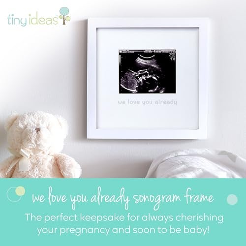 tiny ideas We Love You Already Sonogram Sentiment Frame, Baby Announcement, Gender Neutral Ultrasound Keepsake, Ideal Pregnancy Gift, Baby Shower and Nursery Decor, 4”x5” Photo Insert, White - Image 2