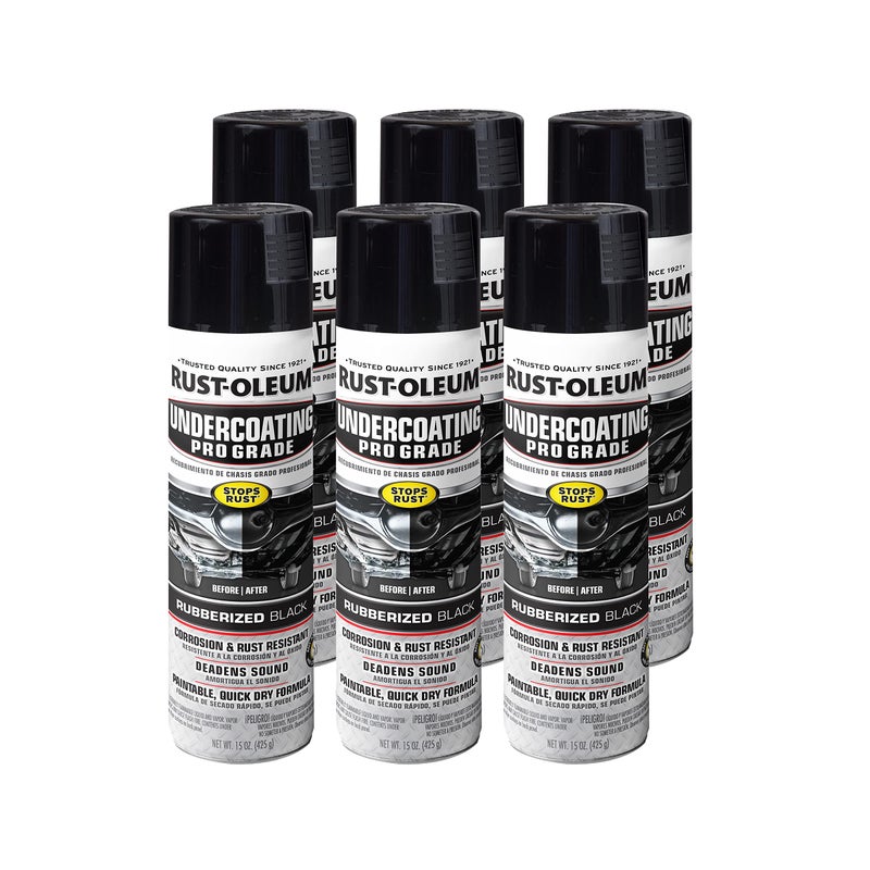RUST-OLEUM RustOleum 2486566PK Stops Rust Professional Grade Undercoating Spray Paint 15 oz Rubberized Black 6 Pack