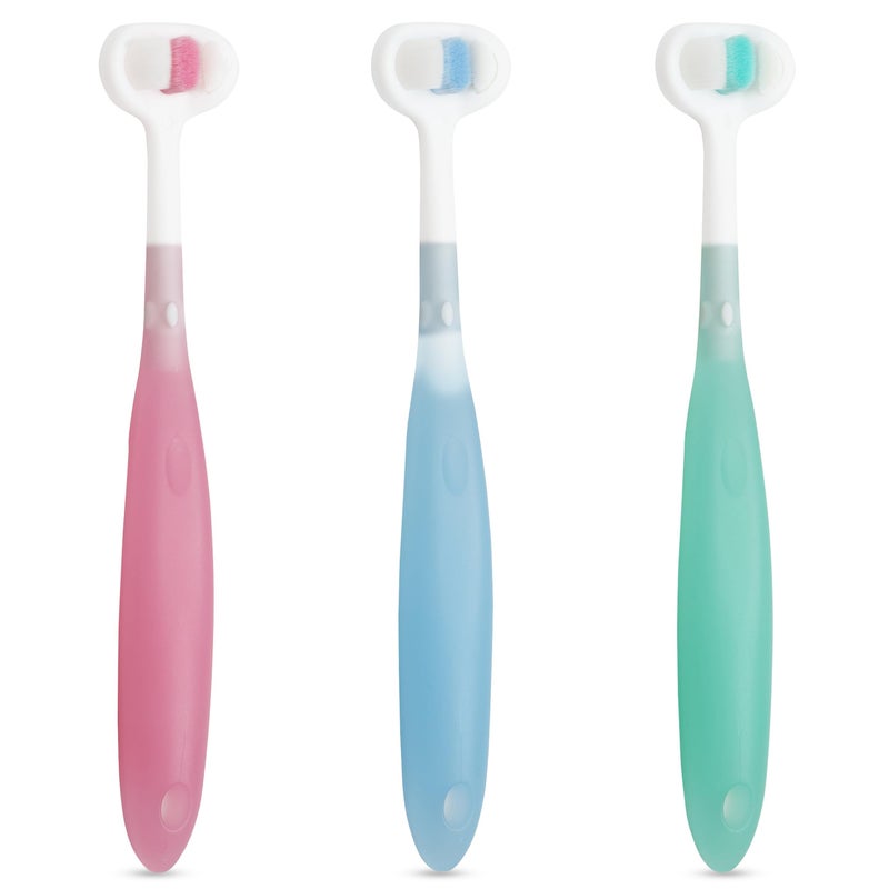 Trueocity Extra Soft Toddler Toothbrush, Toddler Toothbrushes 1-2 1-3 2-4, Toothhugger High Efficient 3 Sides Baby Toothbrush 12 Months and Up, Infant Training Brush, Sensory Oral Care Set (3 Pack) - Image 1