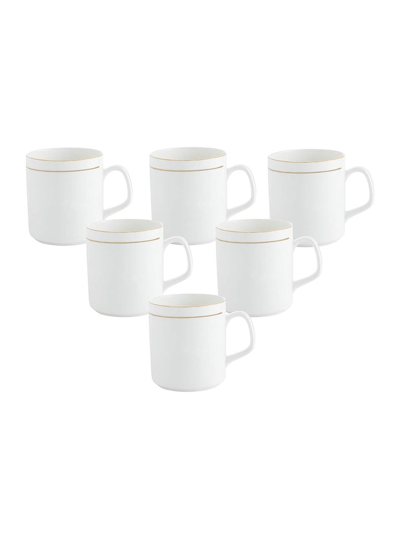 Clay Craft Elegant Gold Line CoffeeTea Cups Set of 6 Perfect for Daily use 180 ml White Standard PipeSet of 6 - Image 2