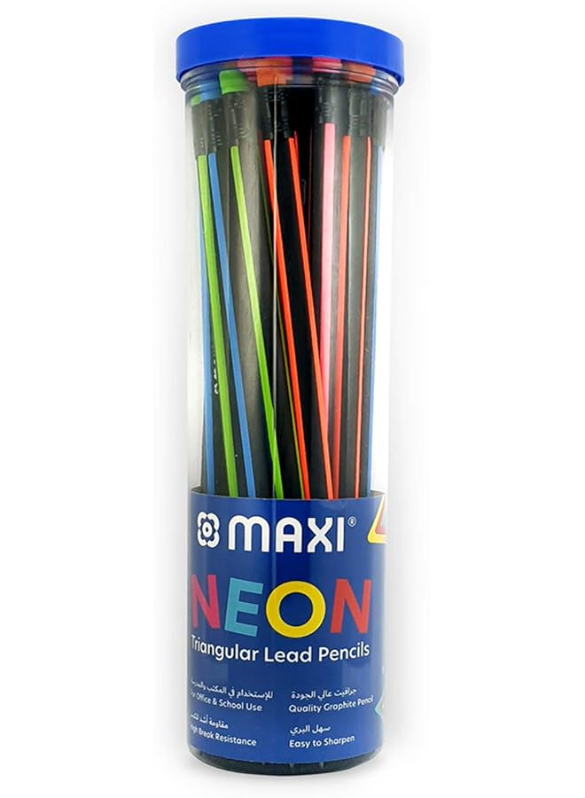 Maxi Neon Triangular Graphite Pencil With Eraser Tip Jar Of 30Pc Black - Image 1