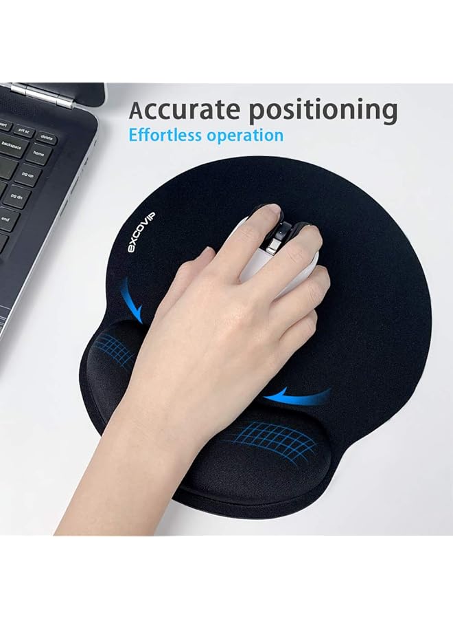إكسوفيب مجموعة دعم المعصم للوحة الماوس ولوحة المفاتيح باللون الأسود مع جزء سفلي مطاطي غير قابل للانزلاق مصنوع من إسفنج الذاكرة ووسادة ماوس مريحة تقلل من إجهاد المعصم 9061 - Image 2
