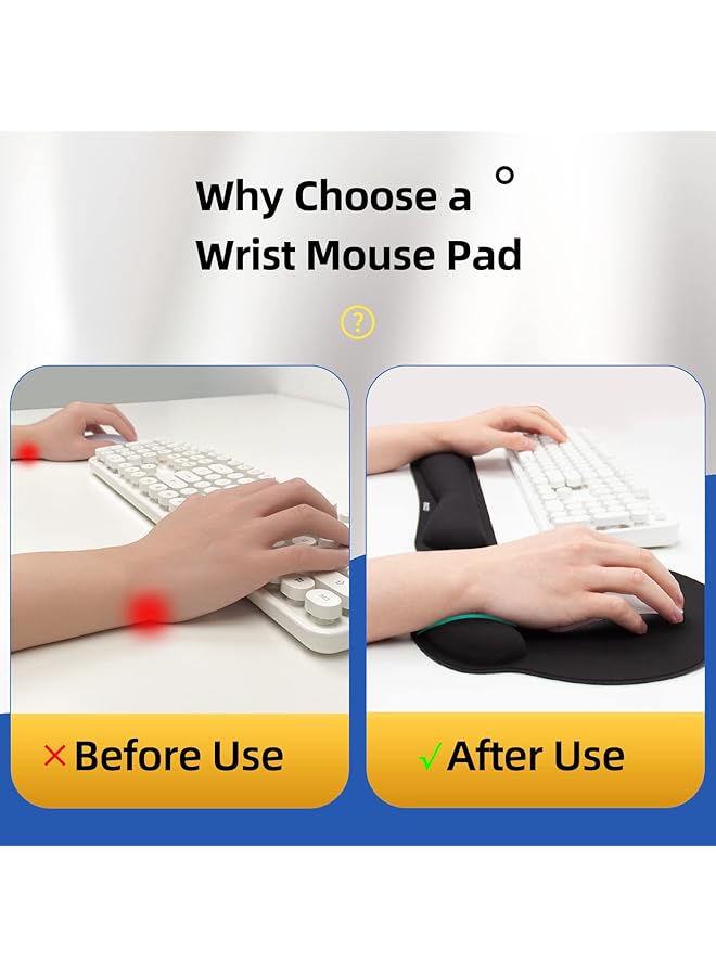 إكسوفيب مجموعة دعم المعصم للوحة الماوس ولوحة المفاتيح باللون الأسود مع جزء سفلي مطاطي غير قابل للانزلاق مصنوع من إسفنج الذاكرة ووسادة ماوس مريحة تقلل من إجهاد المعصم 9061 - Image 5