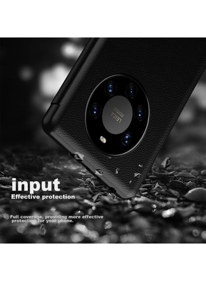 Koolife Compatible With Huawei Mate40 Pro Phone Case, Mate40e Pro Protective Cover, Genuine Leather Flip Case, Smart View Window, Full Protection, High-end Business Style For Men And Women, Ultra-thin Black - Image 5
