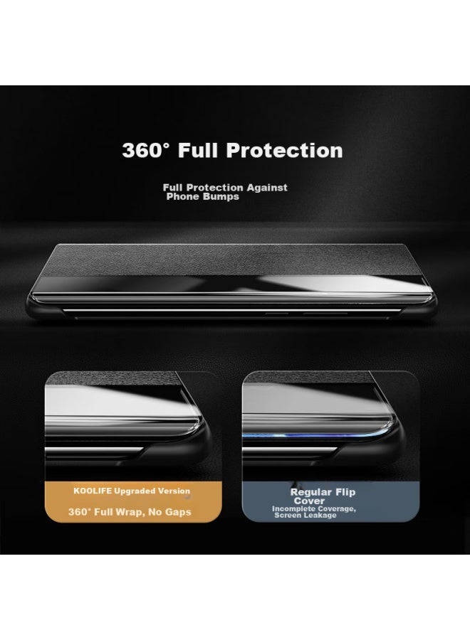 Koolife Compatible With Huawei Mate40 Pro Phone Case, Mate40e Pro Protective Cover, Genuine Leather Flip Case, Smart View Window, Full Protection, High-end Business Style For Men And Women, Ultra-thin Black - Image 2