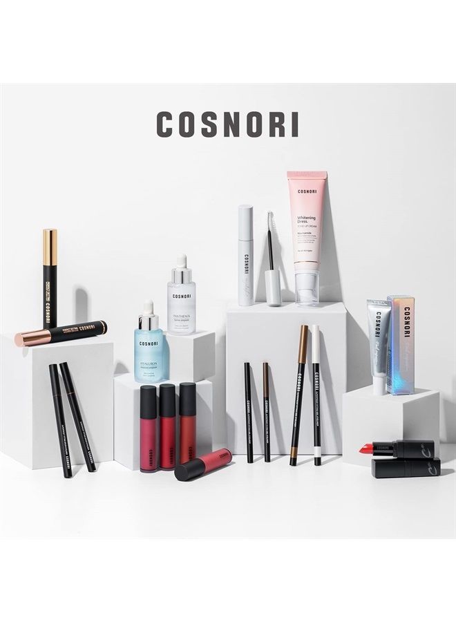 COSNORI قلم تحديد العيون سوبر بروف برس 02 بني أسود - قلم تحديد العيون 24 ساعة - سائل تحديد العيون فائق النحافة - مقاوم للتلطيخ والتزحزح - خالي من المواد المسببة للحساسية - 0.02 أونصة سائلة.