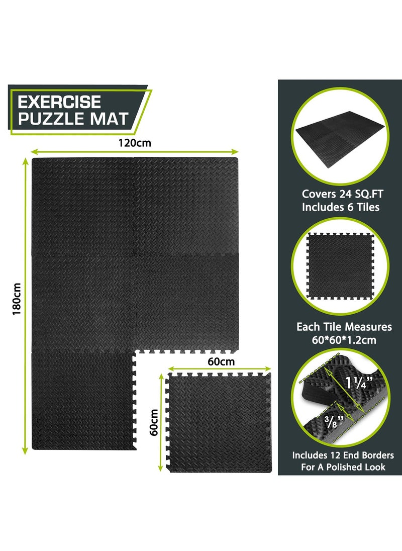Arabest - 6 Pcs Puzzle Exercise Mat, Interlocking Foam Mats, Interlocking Floor Tiles for Gym Equipment 60x60 cm - Image 1