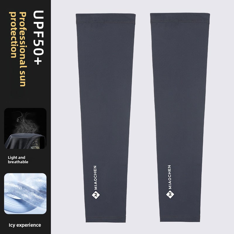 Mens Cooling Sun Protection Ice Silk Sleeve Covers Dark gray  - Image 1