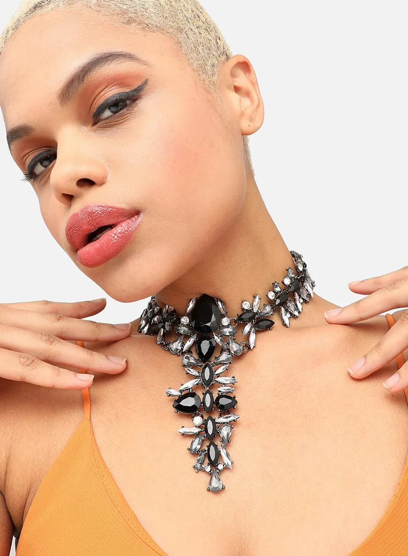 سوهي قلادة مطلية بالذهب مصممة للحفلات من الحجر