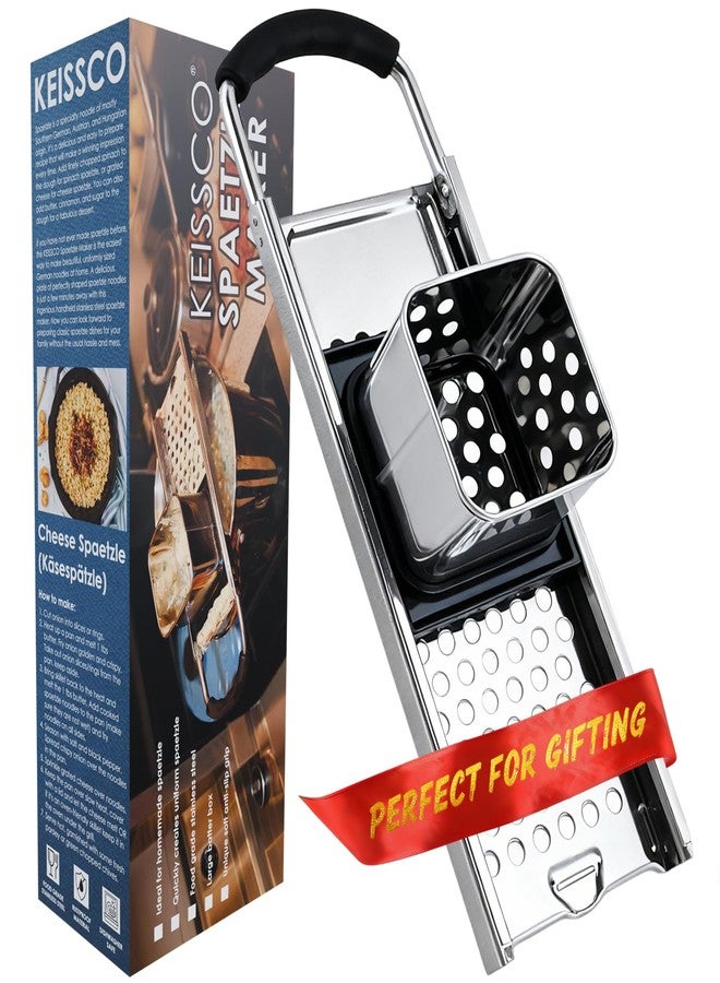 KEISSCO Premium Grade Stainless Steel Spaetzle Maker with Comfort Grip Handle Traditional German Egg Noodle Maker with Gift Box - Image 1