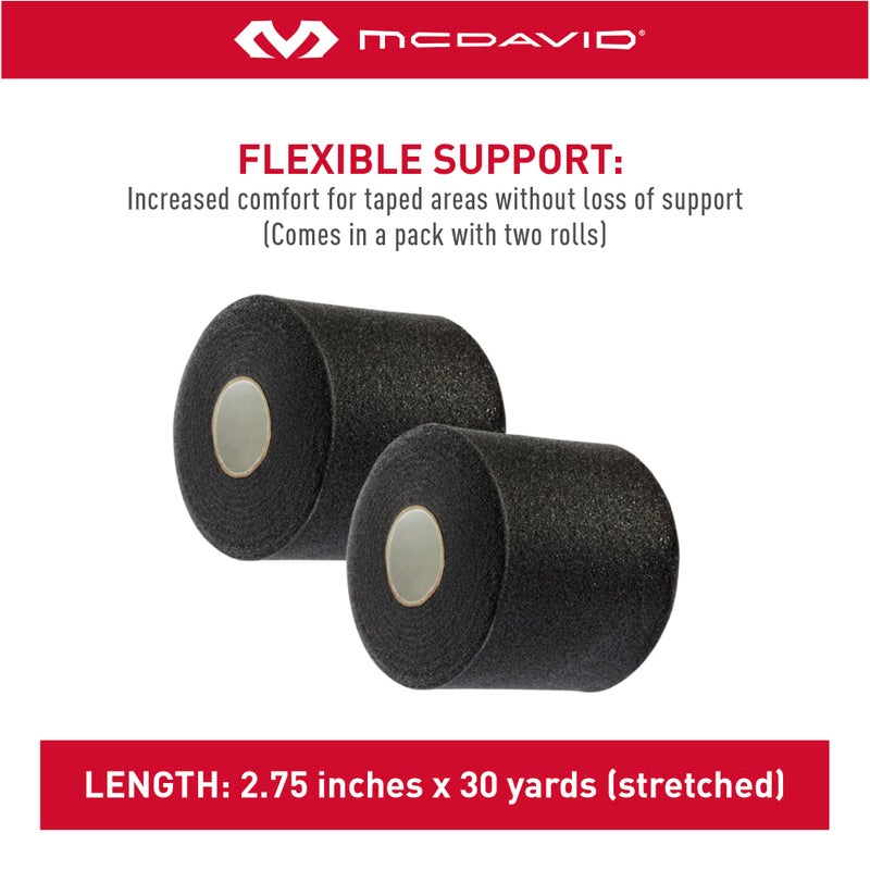 McDavid Athletic Foam UnderWrap, Lightweight Sports Wrap for Pre-Taping Support & Protection, All-Day Comfort, Black, 2-Pack (30 yards each) - Image 2