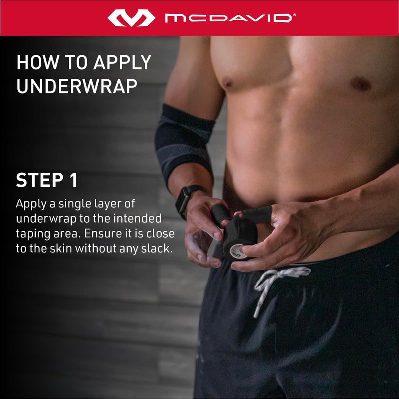McDavid Athletic Foam UnderWrap, Lightweight Sports Wrap for Pre-Taping Support & Protection, All-Day Comfort, Black, 2-Pack (30 yards each) - Image 4
