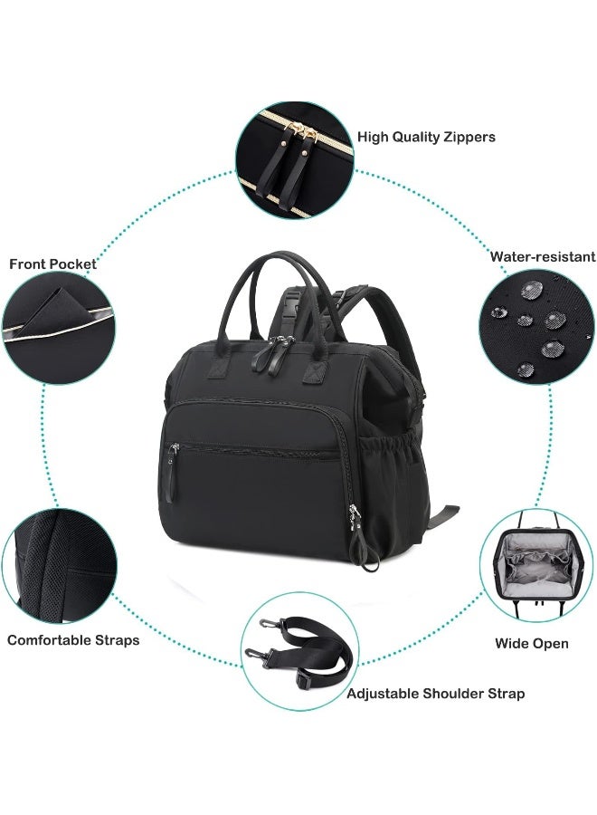 LORADI Convertible Diaper Bag Tote, Water-Resistant Diaper Backpack with Anti-theft Pockets and Stroller Clips - Image 4