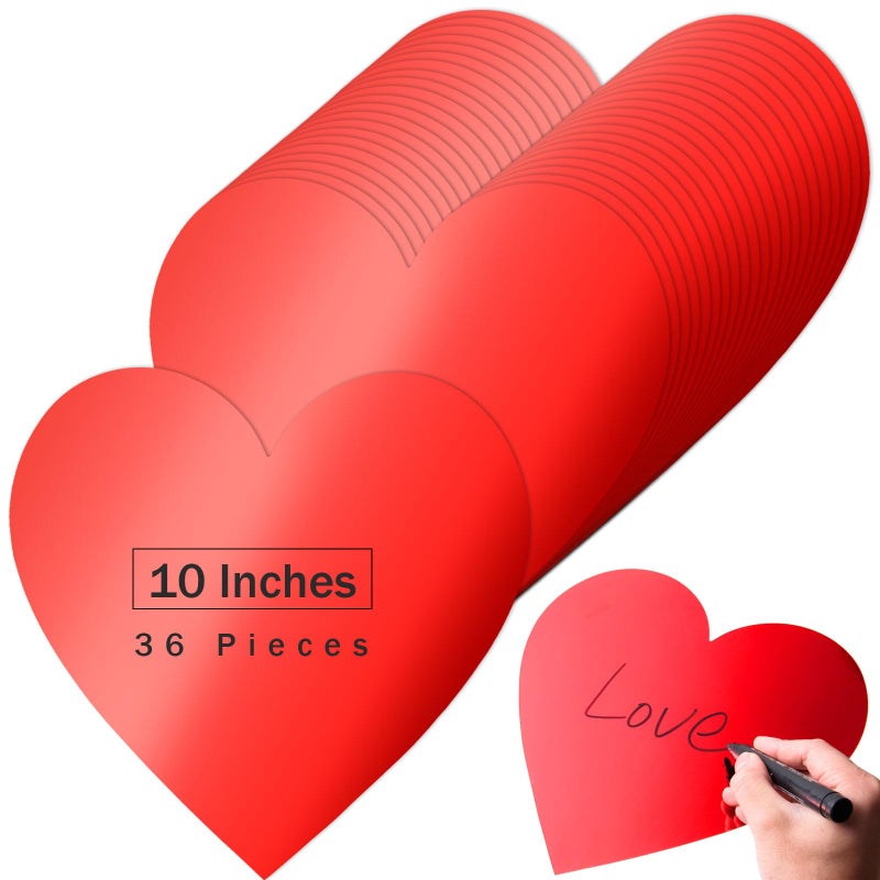 MixTeach 36 Pcs Foil Heart Paper Cutouts 10-inch, Red - Image 1