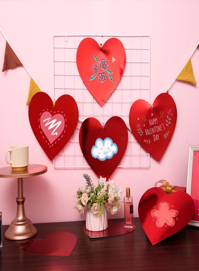 MixTeach 36 Pcs Foil Heart Paper Cutouts 10-inch, Red - Image 5