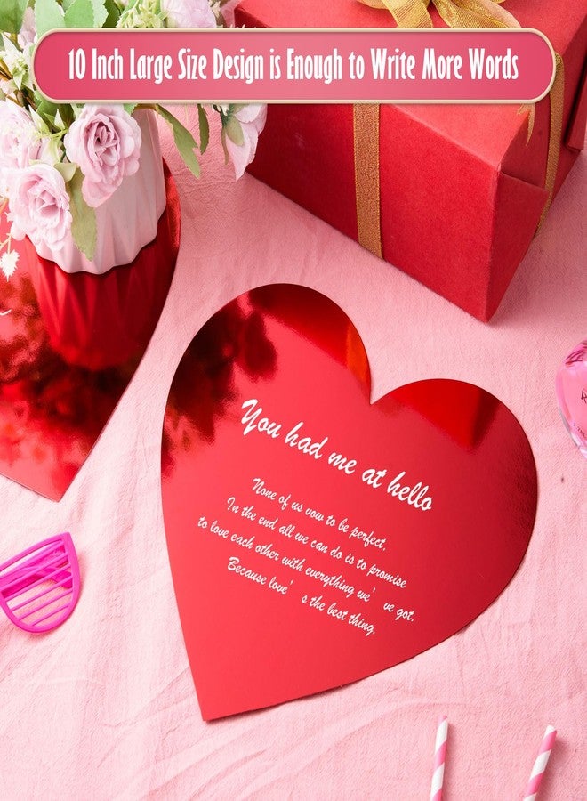 MixTeach 36 Pcs Foil Heart Paper Cutouts 10-inch, Red - Image 3
