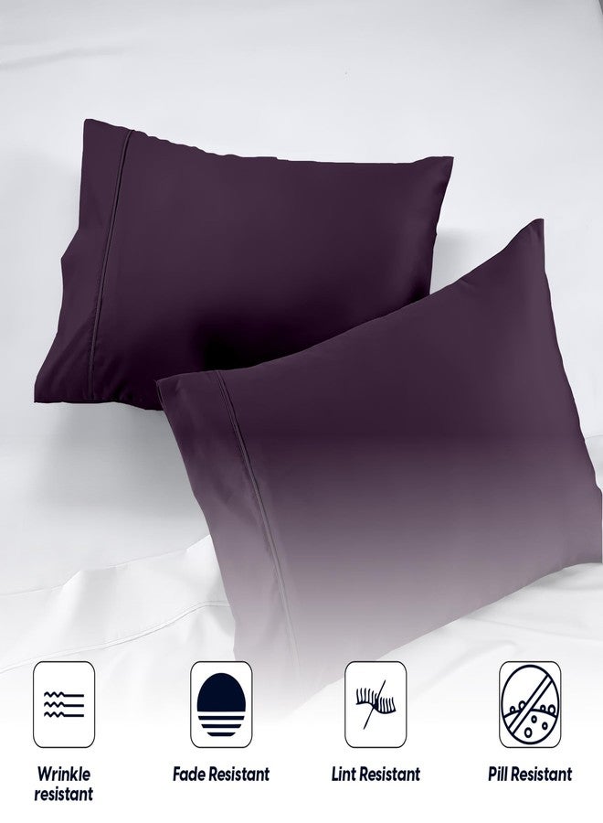 SGI bedding طقم أغطية وسائد SGI Bedding، قطن مصري 100%، مقاس كوين، قطعتان - 1000 خيط، إغلاق مفتوح من الطرف، نسيج ساتان فائق النعومة وفاخر، يسمح بمرور الهواء ومتين، جودة فندقية ممتازة (20 بوصة × 30 بوصة) - لون برقوقي - Image 5