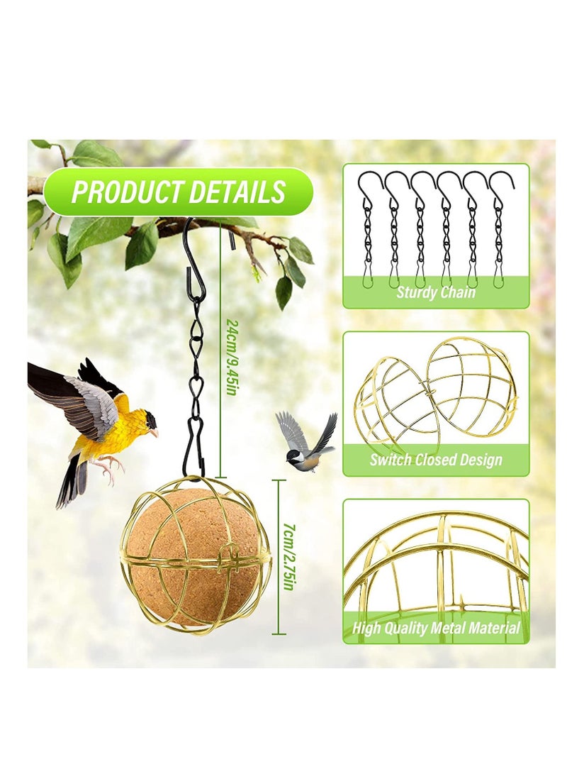 SYOSI Suet Bird Feeder Outdoor Hanging Bird Feeders with Hooks Durable Gold Metal Bird Suet Balls Feeders Easy to Fill Attract Various Outdoor Wild Birds for Wild Birds Outdoor Garden Gold  - Image 2