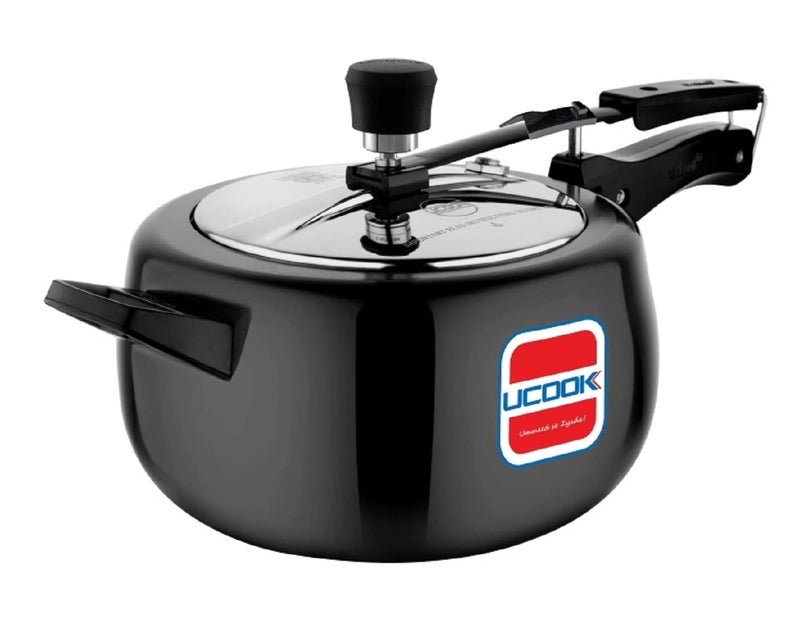 Ucook By United Ekta Engg Royale Duo 5 Litre Hard Anodised Aluminium Inner Lid Induction Pressure Cooker With Stainless Steel Lid Black - Image 1