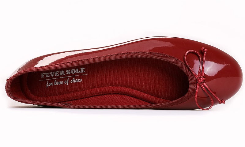 FEVERSOLE Women's Macaroon Colorful Memory Foam Cushion Insock Patent Ballet Flat Burgundy Size 8 M US - Image 2